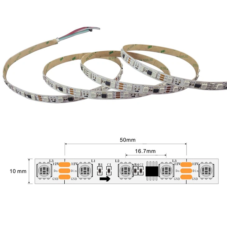 SPI RGB Strip 60leds Per Meter Addressable RGB Led Strip